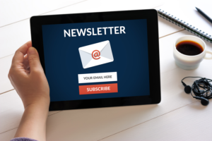 newsletter subscription form on tablet